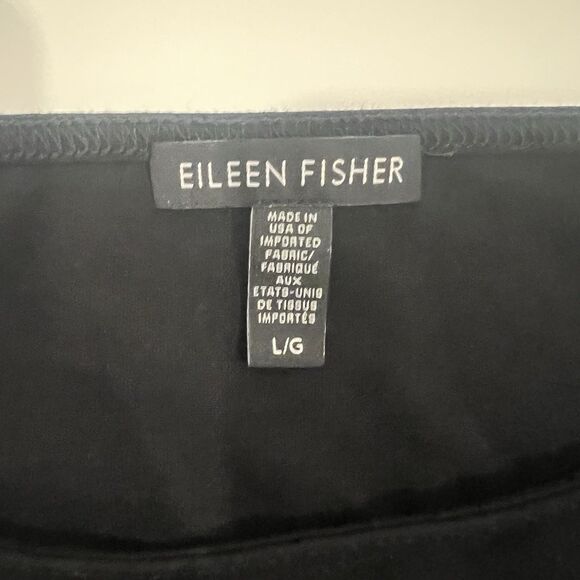 Eileen Fisher Black Long Sleeve Tunic Top Sz L Minimalist Neutral Soft Comfy - Picture 4 of 7